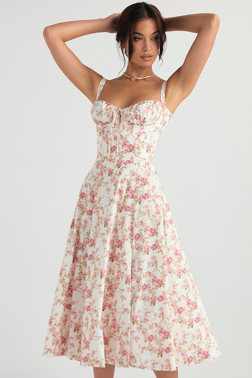 Flora-  Corset A-Line Midi Dress