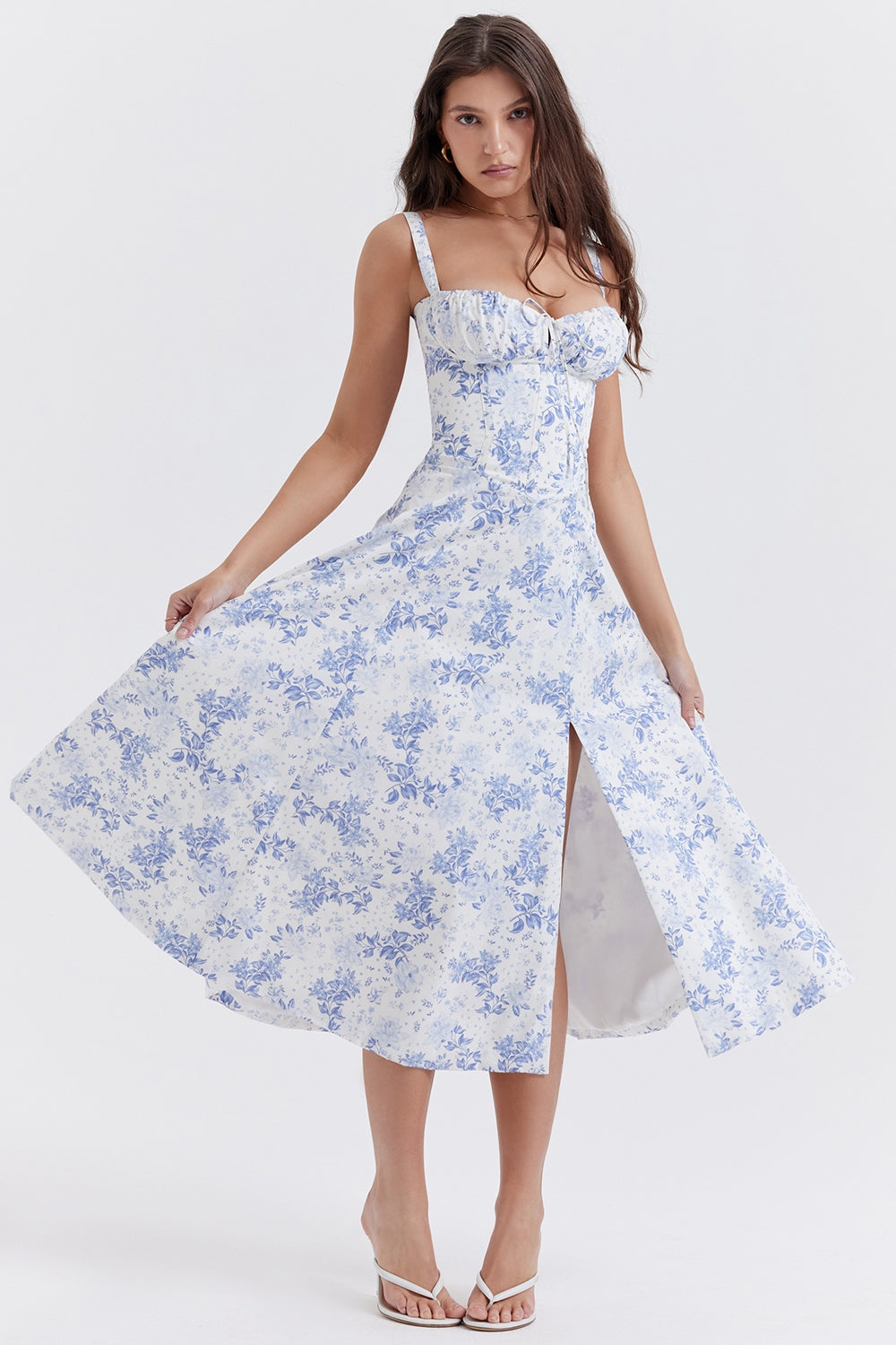 Flora-  Corset A-Line Midi Dress