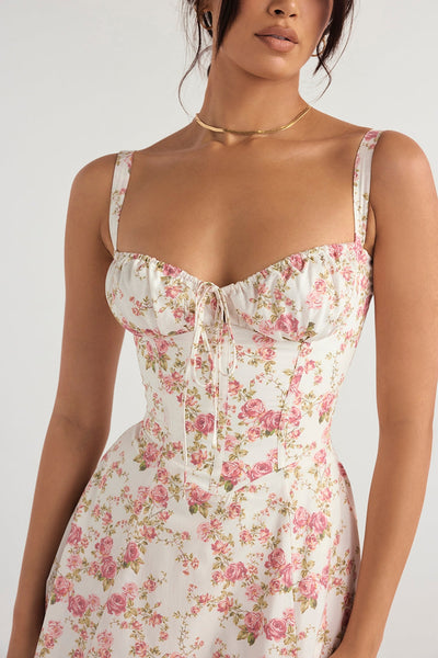 Flora-  Corset A-Line Midi Dress