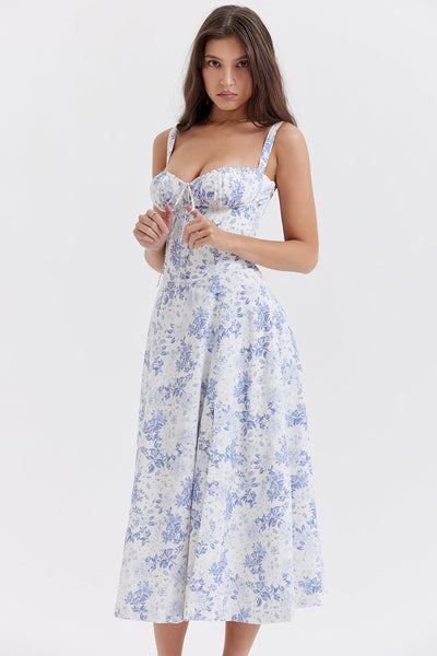 Flora-  Corset A-Line Midi Dress