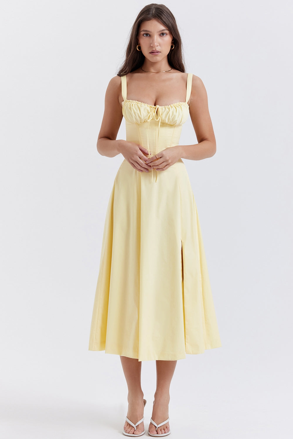 Flora-  Corset A-Line Midi Dress
