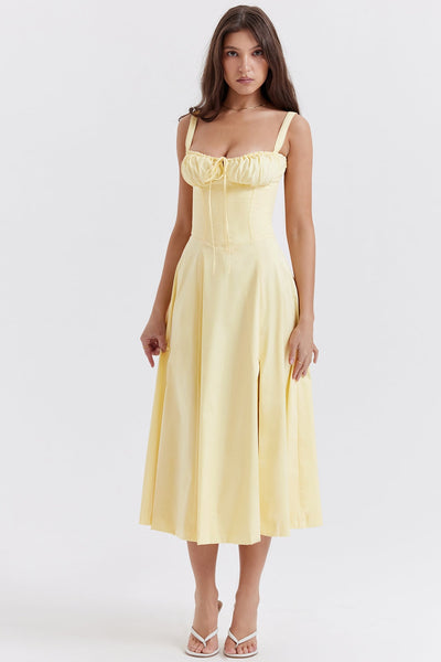 Flora-  Corset A-Line Midi Dress