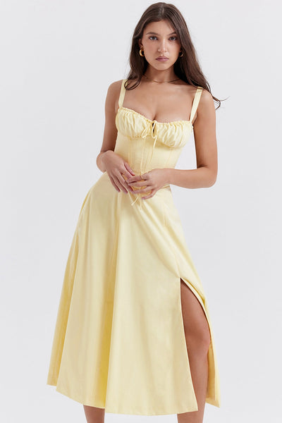 Flora-  Corset A-Line Midi Dress