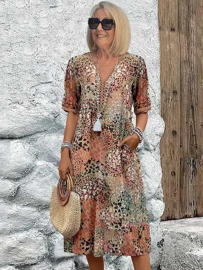 Dania – Lebendiges Midikleid mit Taschen