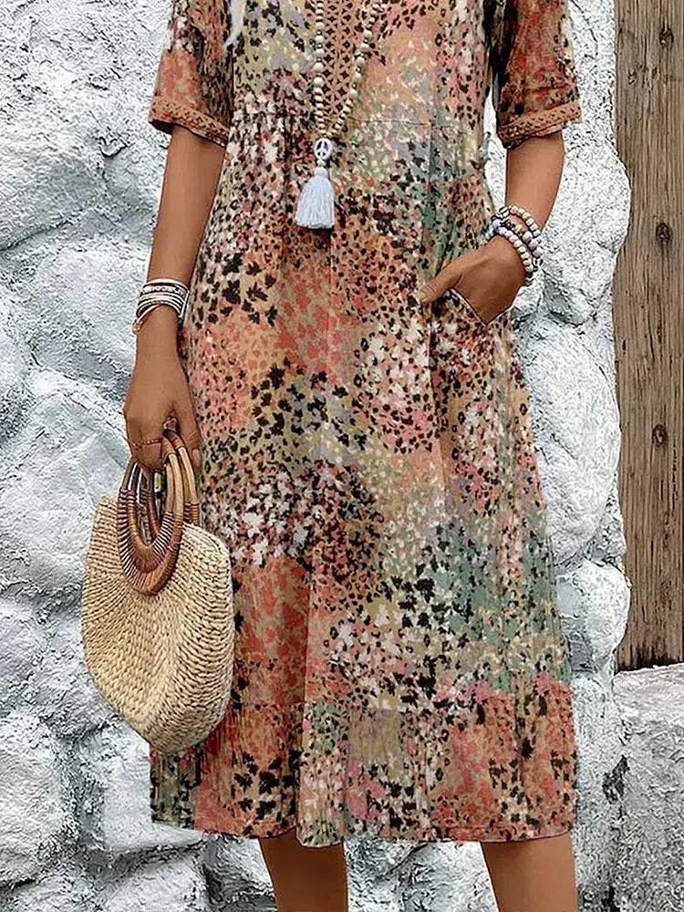 Dania – Lebendiges Midikleid mit Taschen