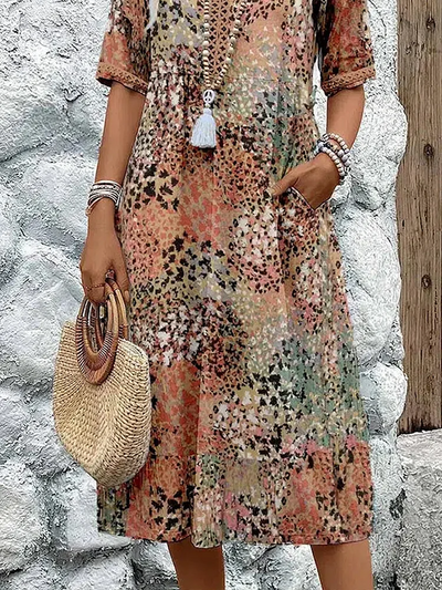 Dania – Lebendiges Midikleid mit Taschen