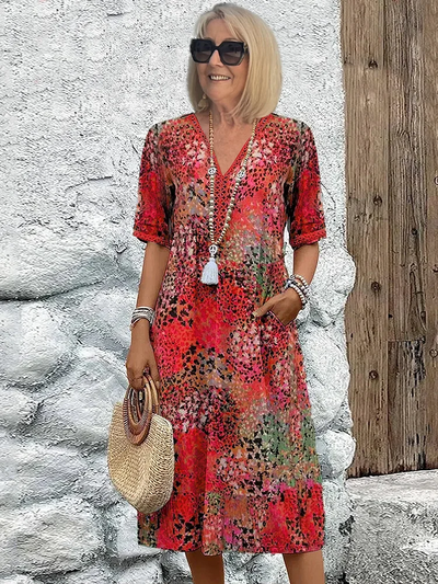 Dania – Lebendiges Midikleid mit Taschen