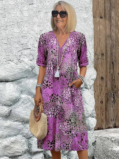 Dania – Lebendiges Midikleid mit Taschen