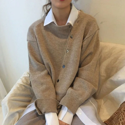 Anna - Knitted Asymmetric Cardigan