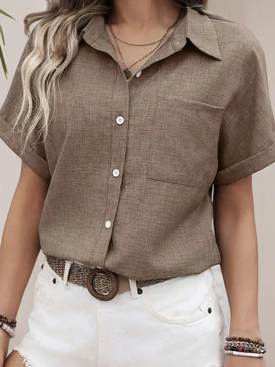 Avina™ | Elegant Short Sleeve Shirt with Pocket