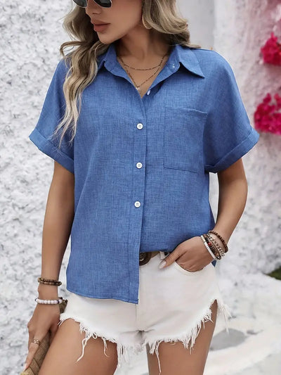 Avina™ | Elegant Short Sleeve Shirt with Pocket
