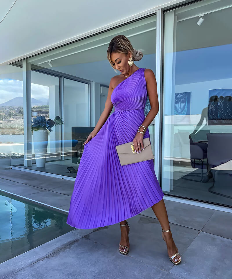 Marjorie – Elegantes Midikleid mit einer Schulter