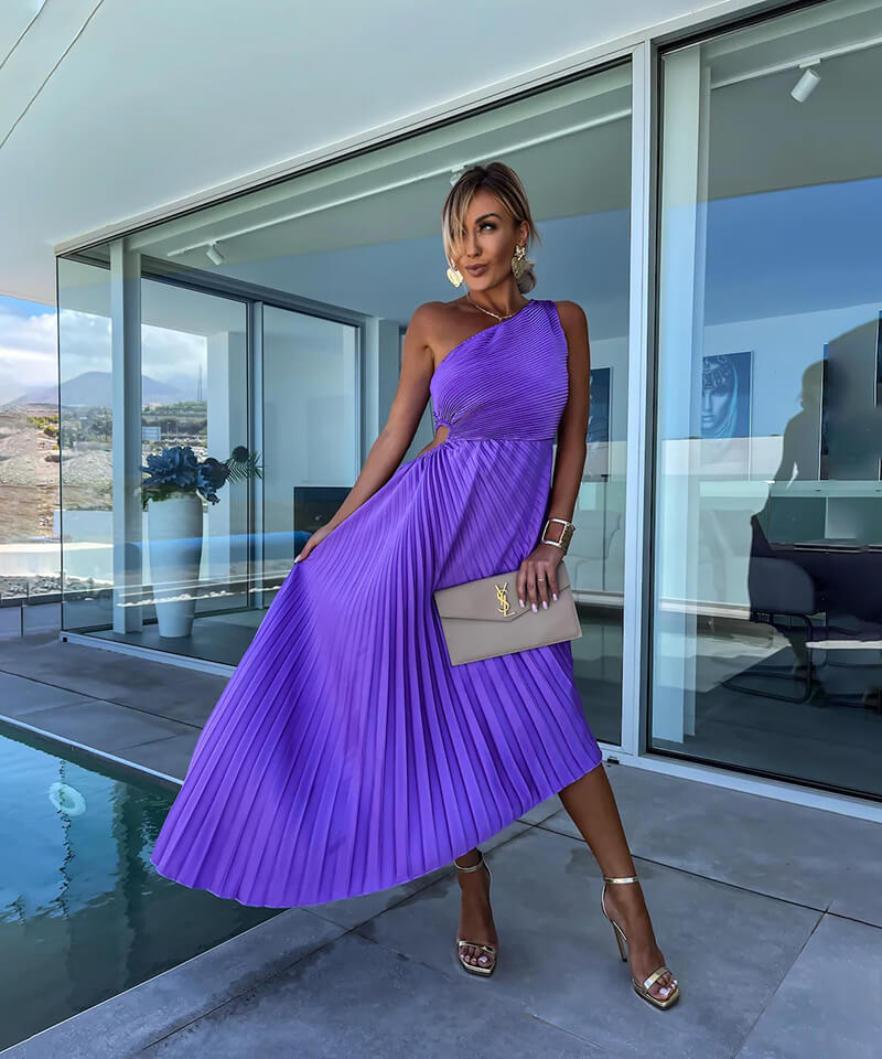 Marjorie – Elegantes Midikleid mit einer Schulter
