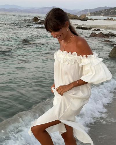 Sofia – Leinenträume schulterfreies Kleid