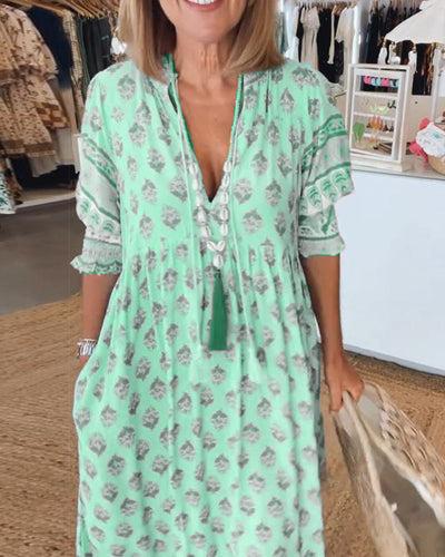 Peyton – Langes Bohemian-Kleid mit Laternenärmeln