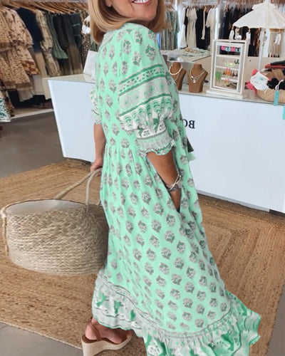 Peyton – Langes Bohemian-Kleid mit Laternenärmeln
