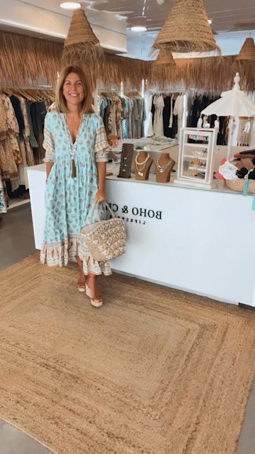 Peyton – Langes Bohemian-Kleid mit Laternenärmeln