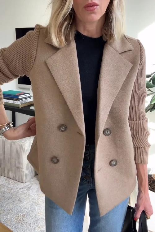 Lenora™ | Chic Knit-Sleeve Blazer