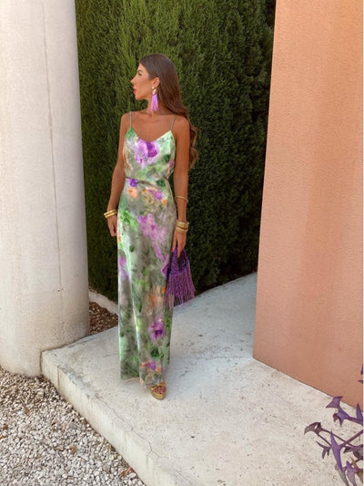 Anisten – Elegantes grünes Unterkleid mit Blumenmuster